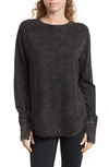 Z By Zella Vintage Washed Relaxed Long Sleeve Tee In Black