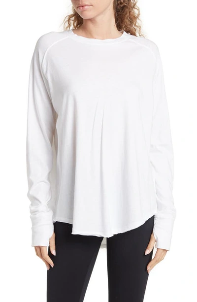 Z By Zella Vintage Washed Relaxed Long Sleeve Tee In White