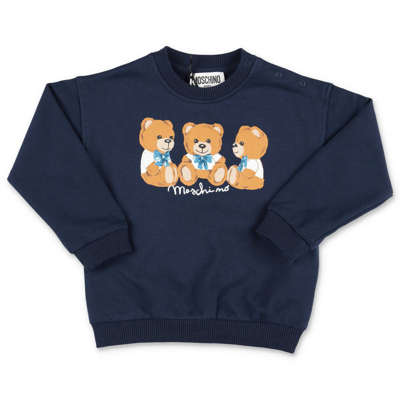 Moschino Babies' Teddy Bear Sweatshirt In Blu Navy