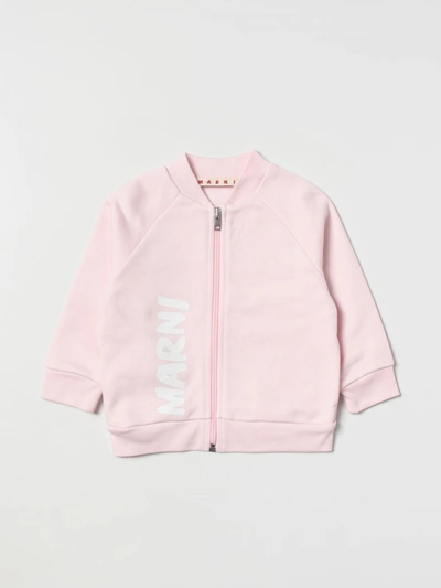 Marni Babies' Logo-print Zip-up Sweatshirt In Pink