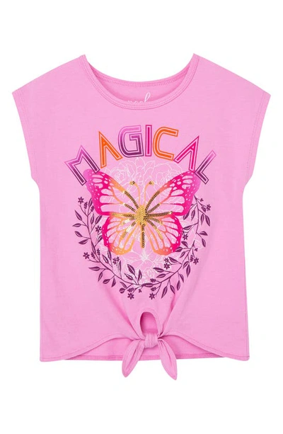 Peek Aren't You Curious Kids' Magical Butterfly Tie Front Graphic Tee In Purple