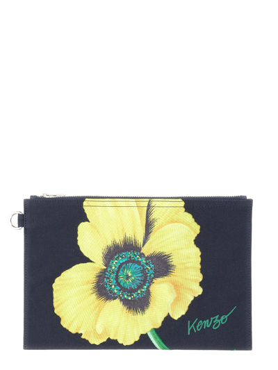 Kenzo Big Boke Flower Clutch Bag In Navy Blue