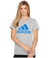Adidas Originals Badge Of Sport Logo Tee In Medium Grey Heather/blue