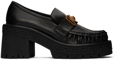 Versace Black Greca Loafers