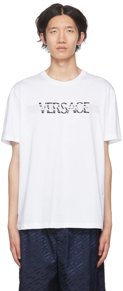 Versace Mitchel Fit T-shirt With Greca And Logo In White