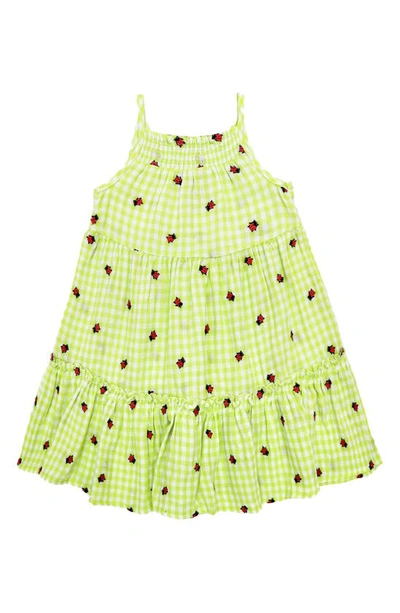 Peek Aren't You Curious Kids' Gingham Tiered Dress In Green