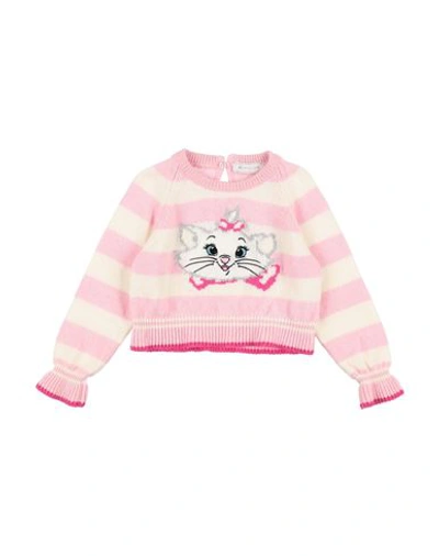 Monnalisa Babies'   Aristocats Intarsia Striped Sweater In Cream + Pink