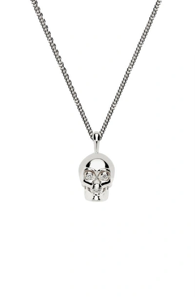 Awe Inspired Diamond Skull Necklace In Sterling Silver