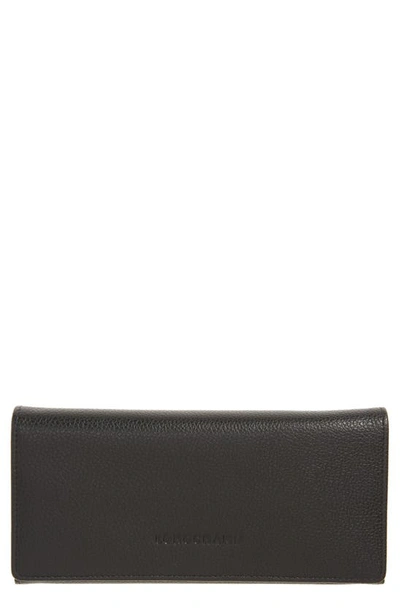 Longchamp Le Foulonne Leather Continental Wallet In Black