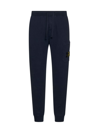 Stone Island Logo Patch Tapered Track Pants In Navy