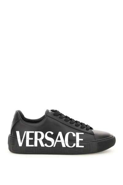 Versace Greca Logo Sneakers, Male, Black, 47.5 In Multi-colored