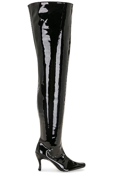 By Far Stevie Patent-leather Over-the-knee Boots In Black