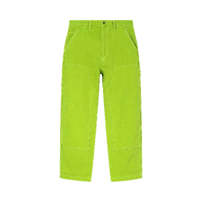 Stussy Dyed Relaxed-fit Wide-leg Cotton Canvas Work Trousers In Neon Green
