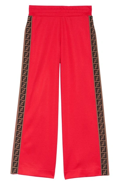 Fendi Kids' Logo Detail Snap Outseam Track Pants In F0qc9 Red