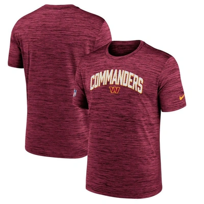 Nike Burgundy Washington Commanders Sideline Velocity Athletic Stack Performance T-shirt