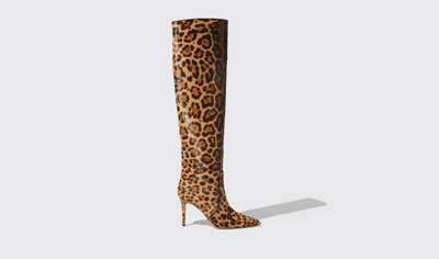 Scarosso Carra High Boots In Leopard Print Pony