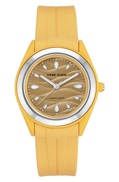 Anne Klein Considered Recycled Ocean Plastic Strap Watch, 38.5mm In Yellow