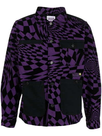 Vans P.a.m. Spiral Checker Chore Jacket Purple In Multicolor