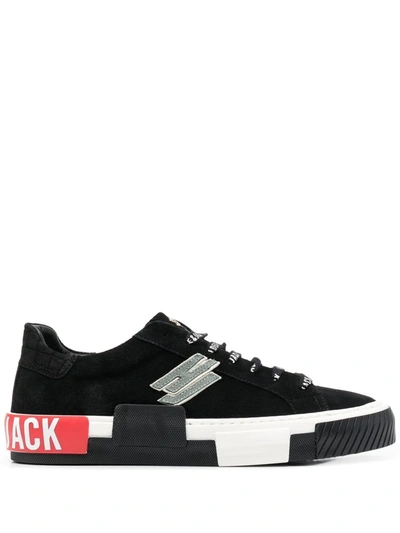 Hide & Jack Logo-patch Low-top Sneakers In Black