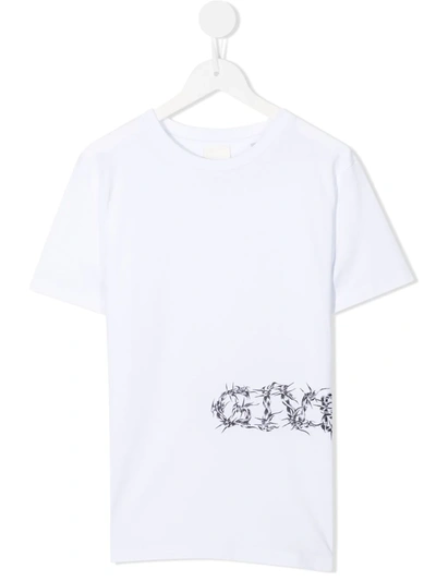 Givenchy Kids' Wire-logo Print T-shirt In White