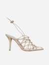 Gia Borghini 85mm Woven Faux Leather Sandals In Beige