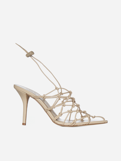 Gia Borghini 85mm Woven Faux Leather Sandals In Beige