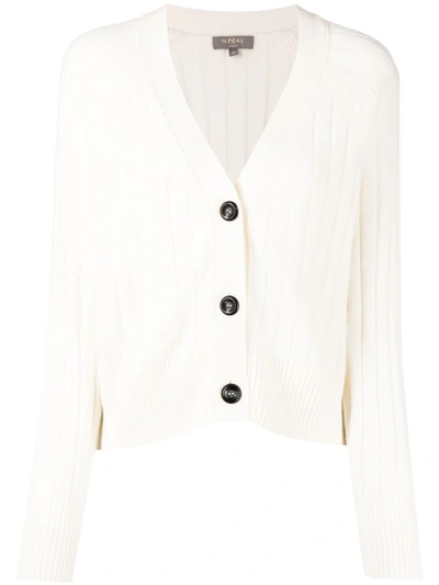 N.peal Ribbed-knit Cashmere Cardigan In White