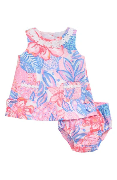 Lilly Pulitzer Baby Lilly Cotton Shift Dress & Bloomers In Pink Isle Snappy Turtle