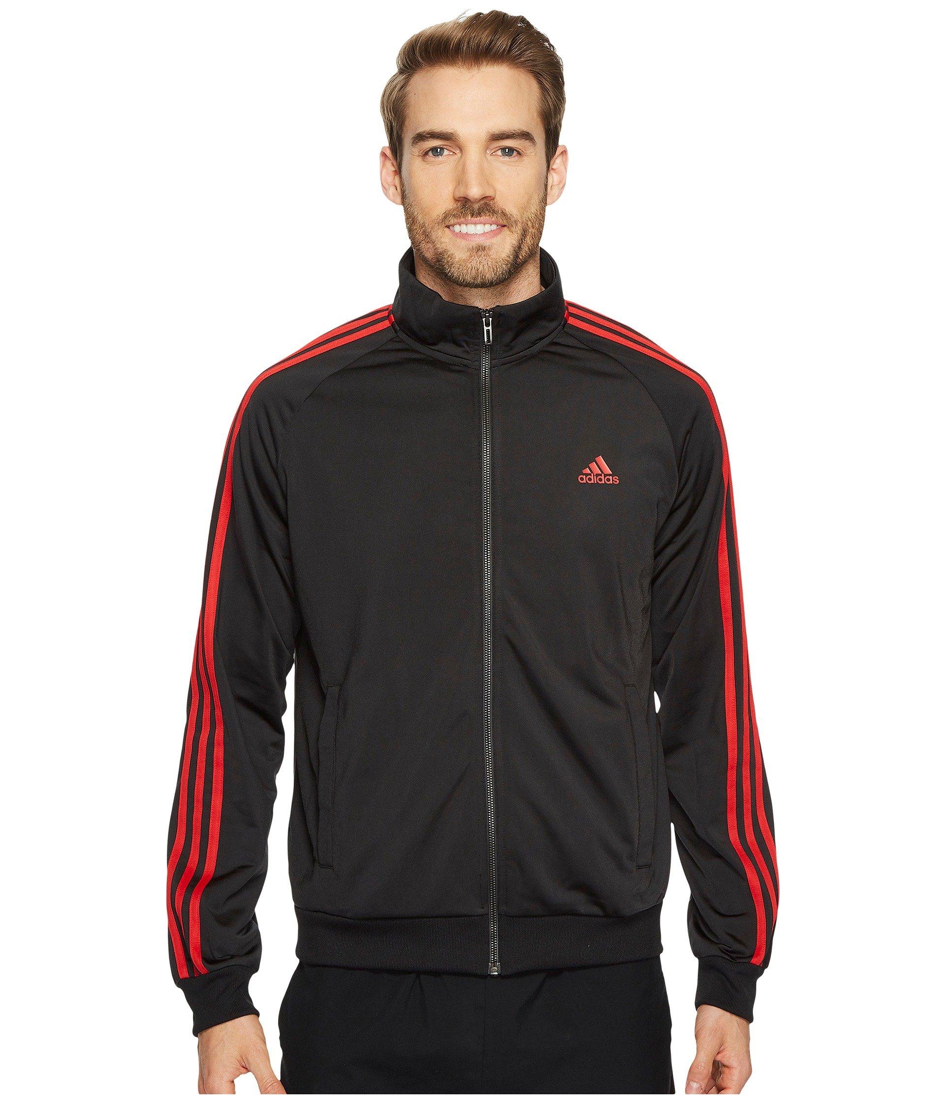 Adidas Originals Essentials 3s Tricot Track Jacket In Black/scarlet ...