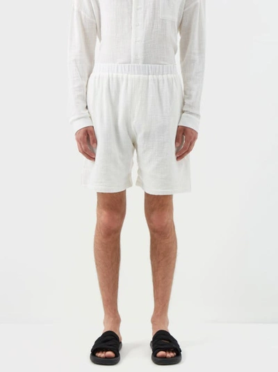 Albus Lumen Slubbed Cotton-gauze Shorts In White