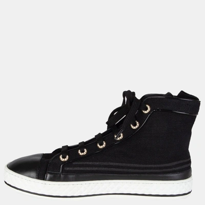 Pre-owned Chanel Black Hi Top Sneakers Size Eu 40