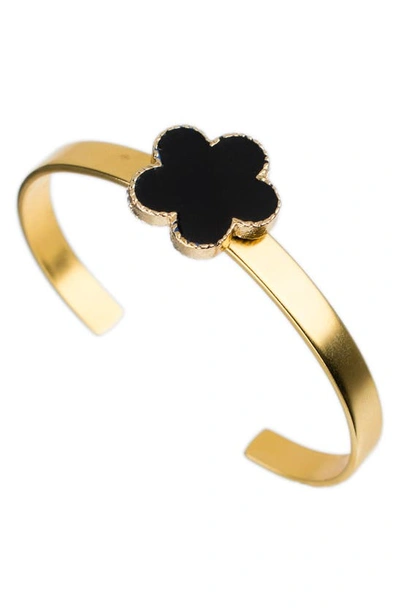 Jardin Gold-tone Enamel Cover Cuff Bracelet In Black/ Gold