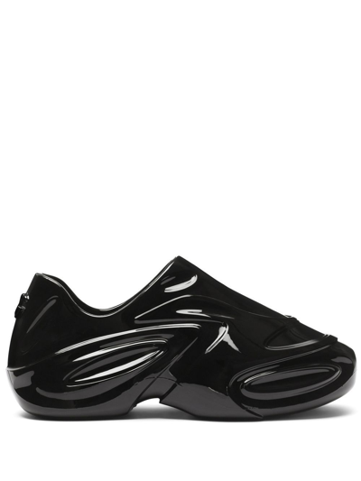Dolce & Gabbana Men's Molded Shiny Lacquered Rubber Toy Slip-on Sneakers In Nero