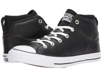 Converse Chuck Taylor All Star Syde Street Leather Mid In Black/black/white  | ModeSens
