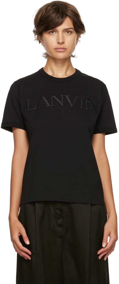 Lanvin Short-sleeved Logo Embroidered T-shirt In Black