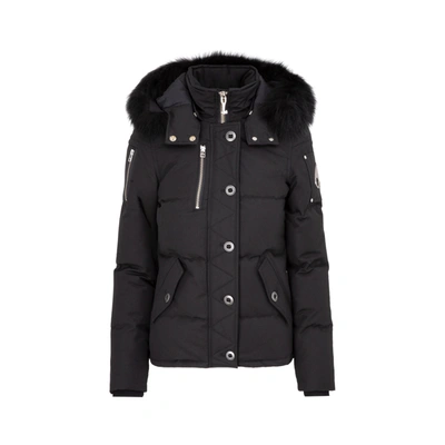 Moose Knuckles 3q Shearling-trim Quilted Canvas Down Jacket In Black