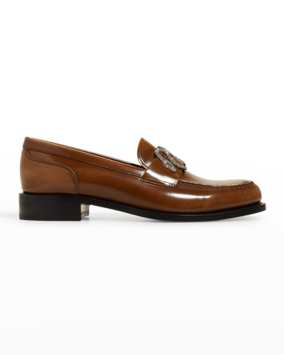 René Caovilla 25mm Brushed Leather Loafers In Brown