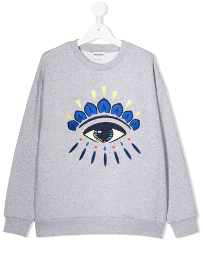 Kenzo Teen Wink Embroidered Sweatshirt In Grey