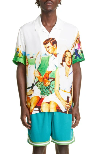 Paterson Montclair Short Sleeve Button-up Camp Shirt In Tennis Print
