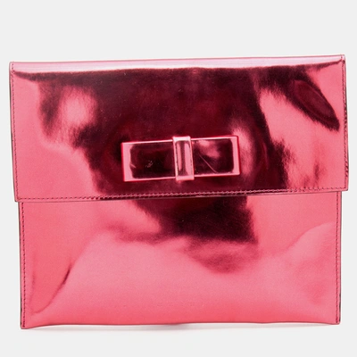 Pre-owned Marni Metallic Pink Patent Leather Bow Clutch