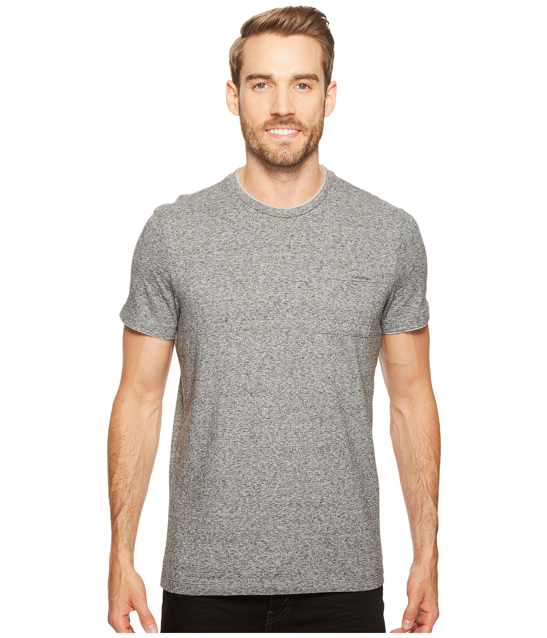 Calvin Klein Faux Double Layer Crew Neck T-shirt In Galaxy Heather ...