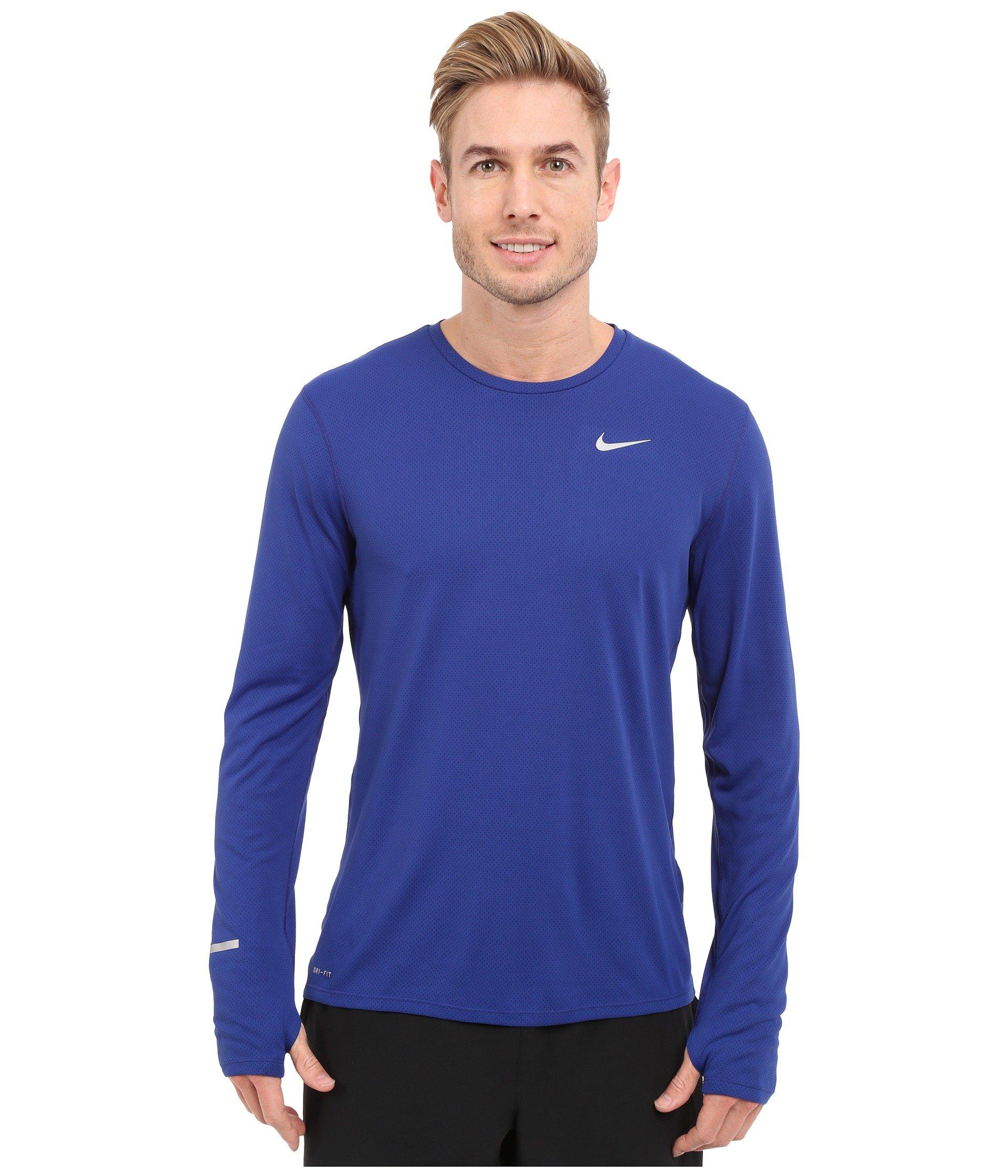 Nike Dri-fit™ Contour L/s Running Shirt In Deep Royal Blue/reflective ...