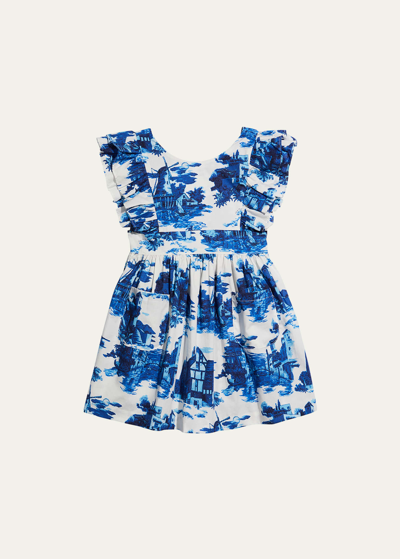 Cara Cara Kids' Little Girl's & Girl's Venetian Sage Dress In Venetian Blue