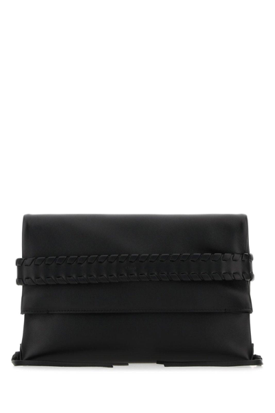 Chloé Mony Leather Clutch In Black