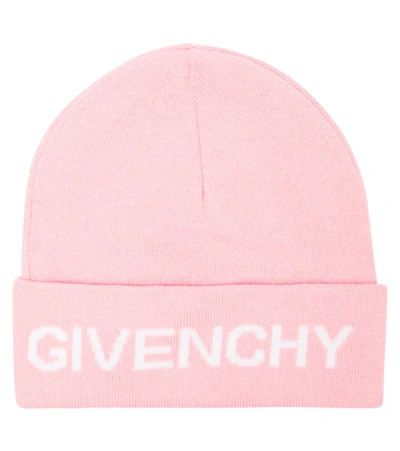 Givenchy Kids' 4g Cotton And Cashmere Knit Beanie In Pink