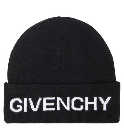 Givenchy Kids' Logo Cotton And Cashmere Knit Beanie In Black