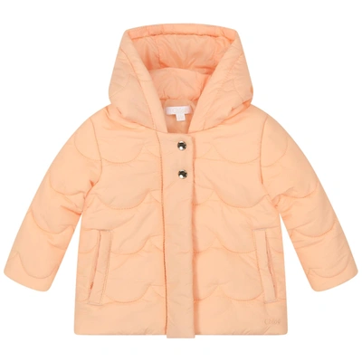 Chloé Babies' Hooded Puffer Jacket (6-18 Months) In Rosa Antico