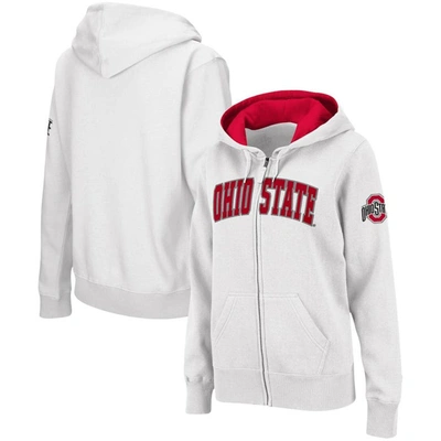 Colosseum White Ohio State Buckeyes Arched Name Full-zip Hoodie