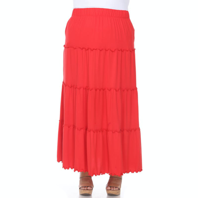 White Mark Plus Size Tiered Maxi Skirt In Red