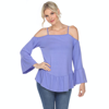 White Mark Plus Size Cold Shoulder Ruffle Sleeve Top In Purple